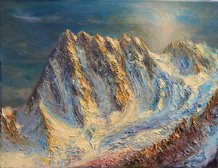 Massi des Grandes Jorasses depuis le refuge du Couvercle. 27 cm X 35 cm. 