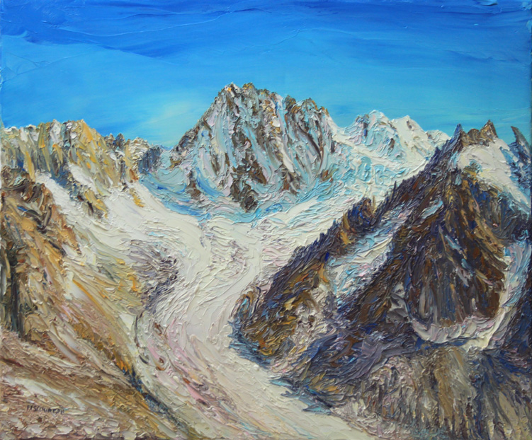 Les grandes Jorasses depuis le refuge du Couvercle. Massif du Mont Blanc. 55 cm x 46 cm .