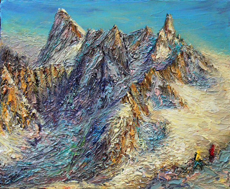 Massif des Grandes Jorasses et la Dent du G&eacute;ant. 22 cm X 27 cm.